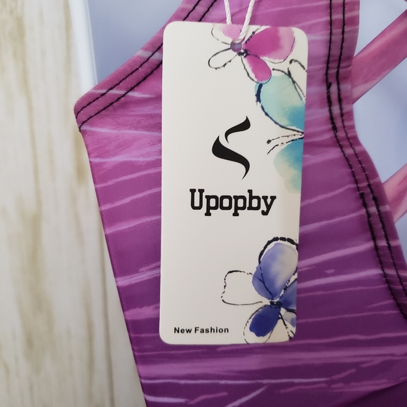 Upopby Swimsuit One Piece Purple Gradient Crisscross Back Size Small NWT - Picture 5 of 13